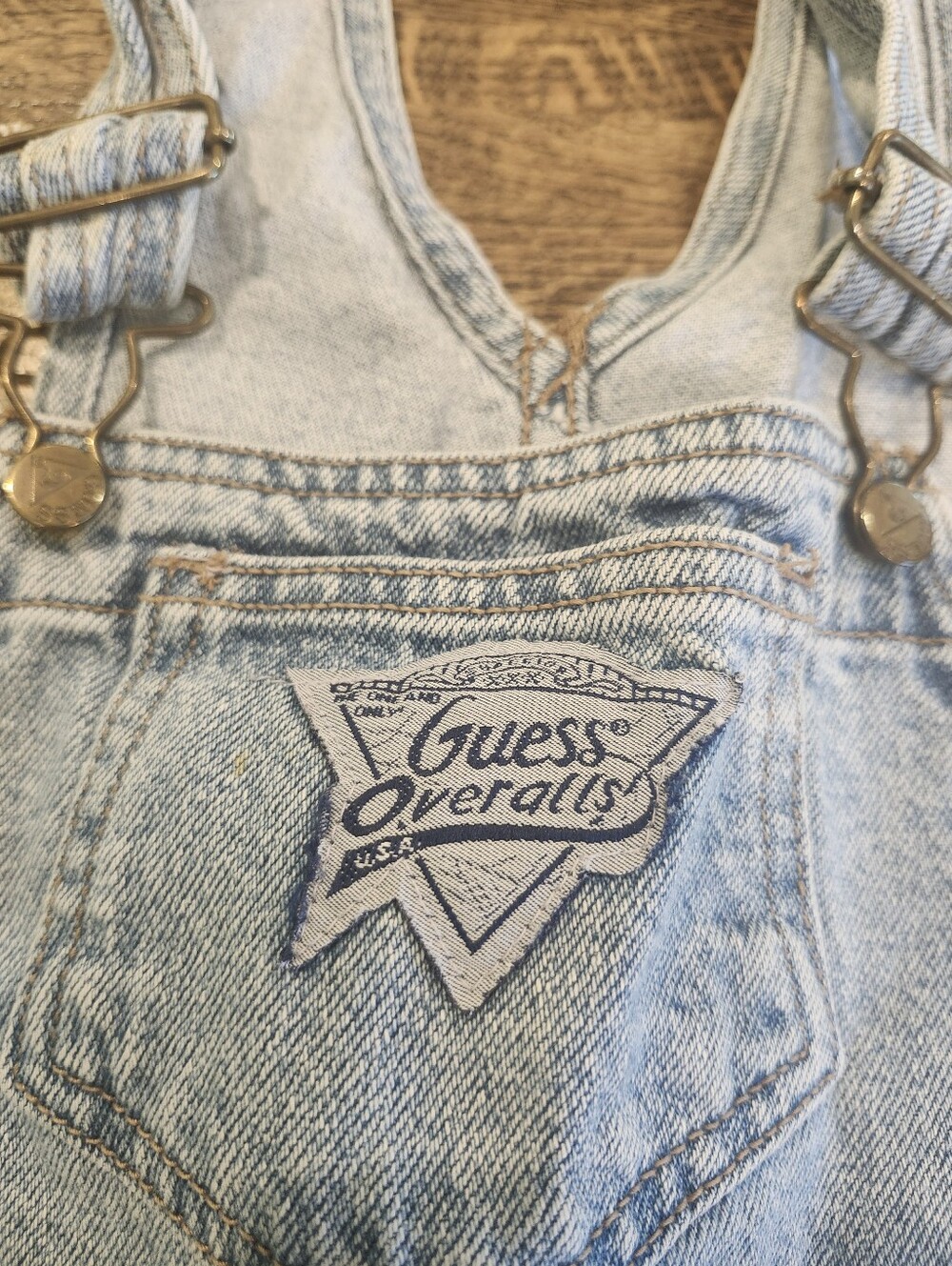 VINTAGE! 1990's Baby Guess Light Wash Denim Girl's Overalls Patch Sz 4 Like New